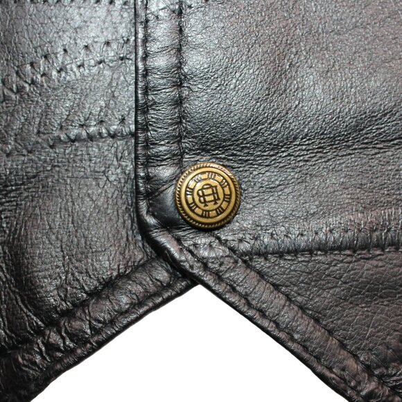 Leather Black Patchwork Motorcycle Vest WW II Embroidered Patch Veteran Military - Picture 8 of 9